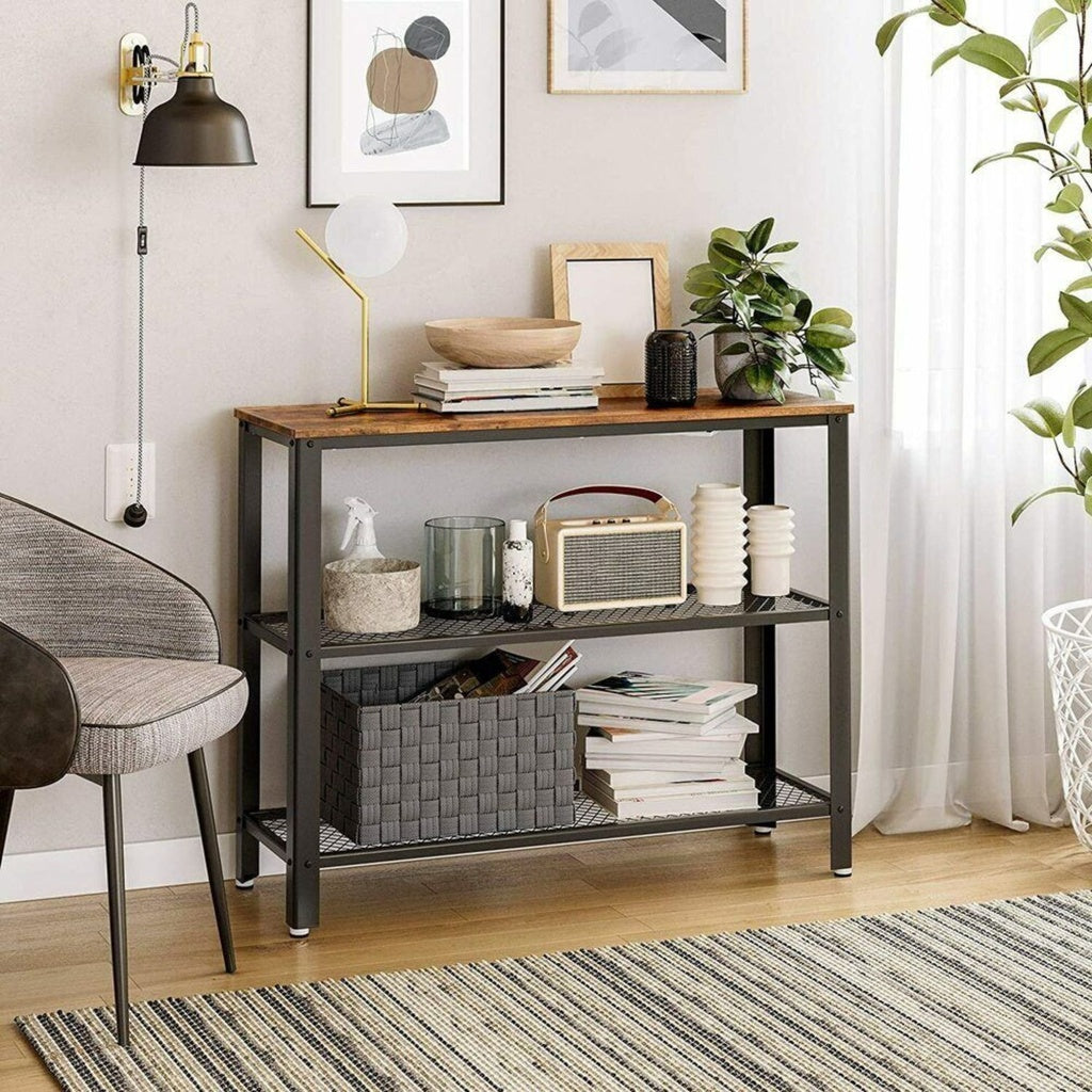 VASAGLE Console Table with 2 Mesh Shelves