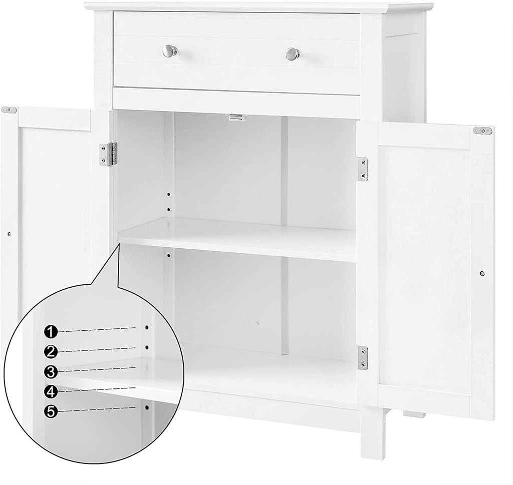 VASAGLE Floor Cabinet with Drawer and 2 Doors White