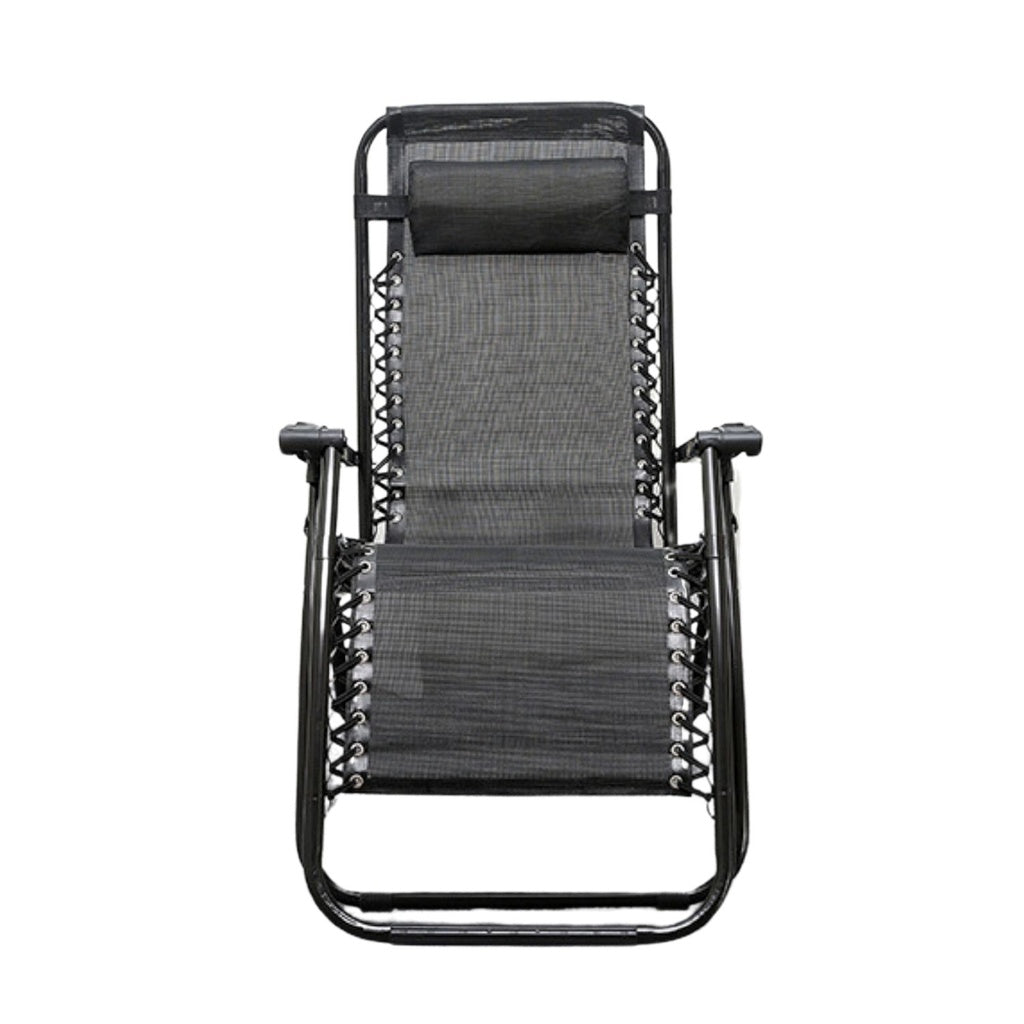 KILIROO Reclining Sun Beach Deck Lounge Chair Outdoor Folding Camp Rest Black