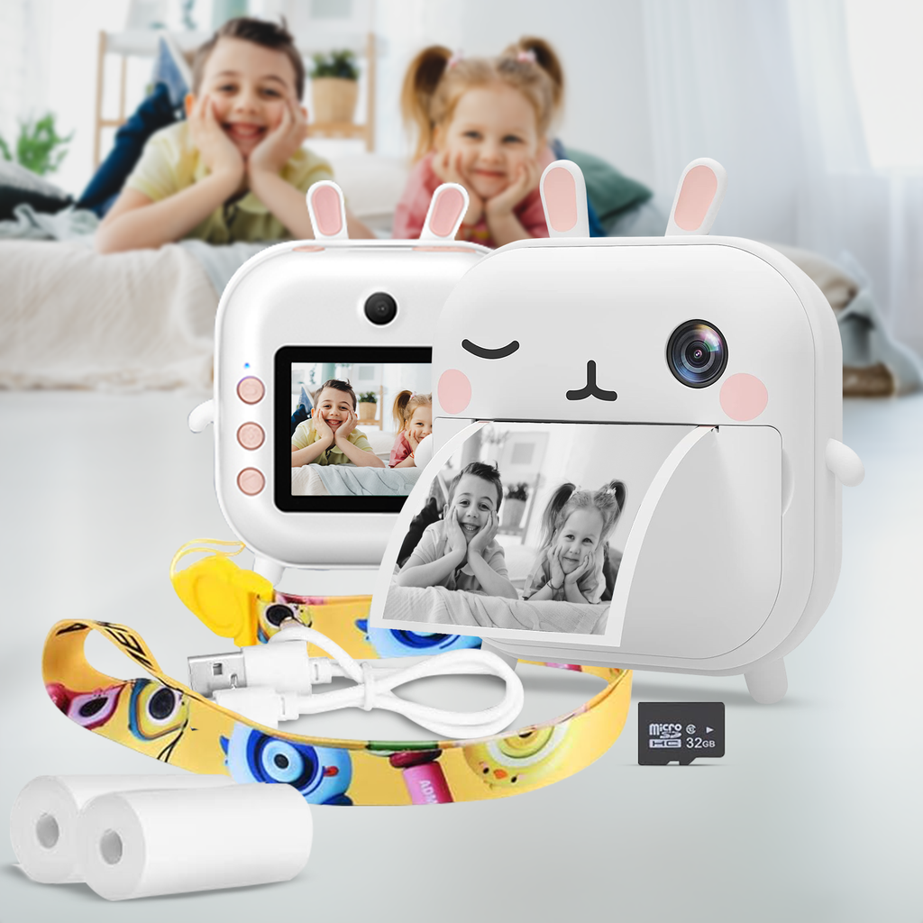 GOMINIMO Instant Print Camera for Kids with Print Paper and 32GB TF Card (Rabbit) GO-IPC-103-YMS