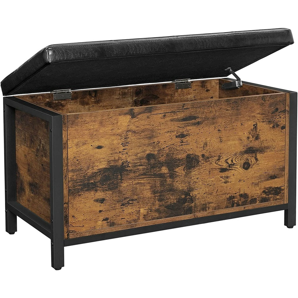 VASAGLE Entryway Storage Bench Rustic Brown and Black