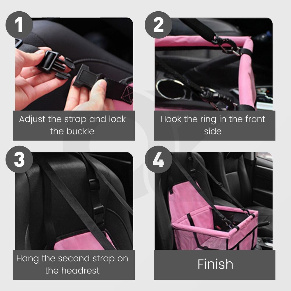 Floofi Cat Dog Pet Car Booster Seat Puppy Carrier Safety Protector Basket Pink