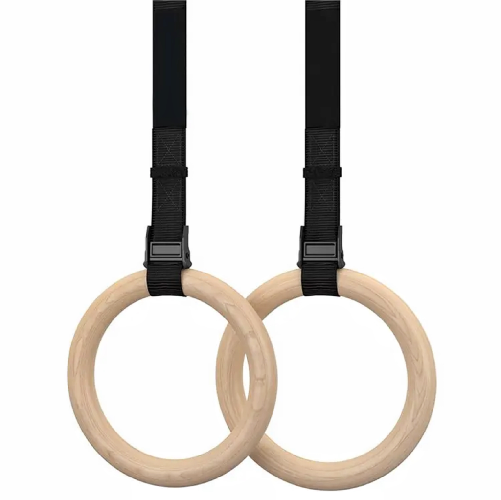 VERPEAK Wooden Gymnastic Rings with Adjustable Straps Heavy Duty Exercise Gym Rings (Wooden)