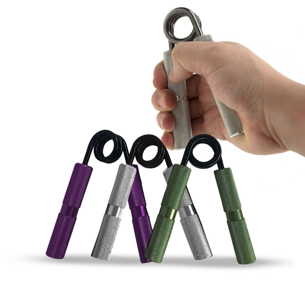 VERPEAK 3 Pack Metal Hand Grip Strengthener Set with Carry Bag (100lb Purple, 150lb Silver, 200lb Green) VP-HG-101-BT