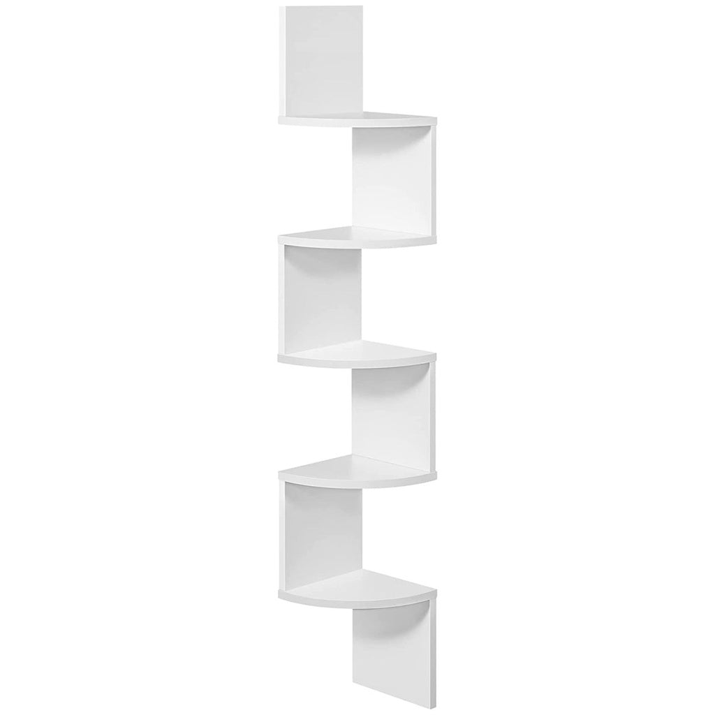 VASAGLE 5-Tier Floating Corner Bookshelf Rustic White LBC72WT