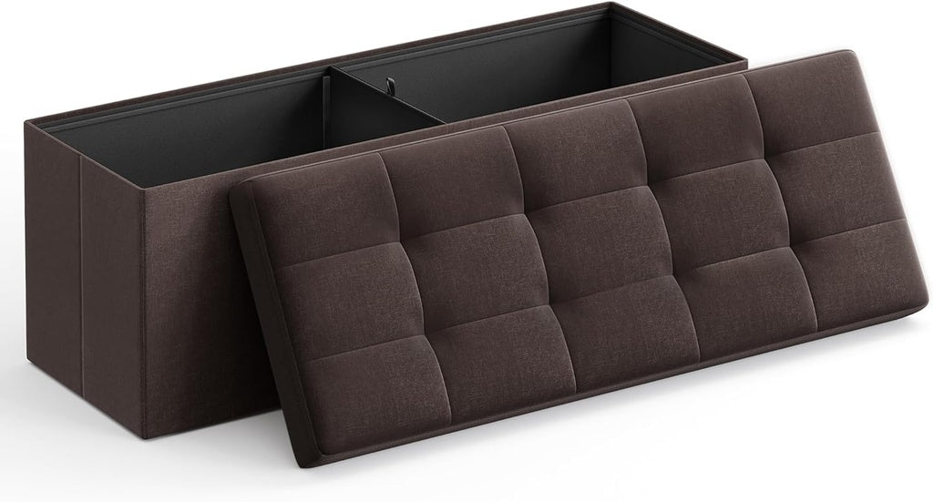 SONGMICS 109cm Folding Storage Ottoman Bench Brown LSF77BR