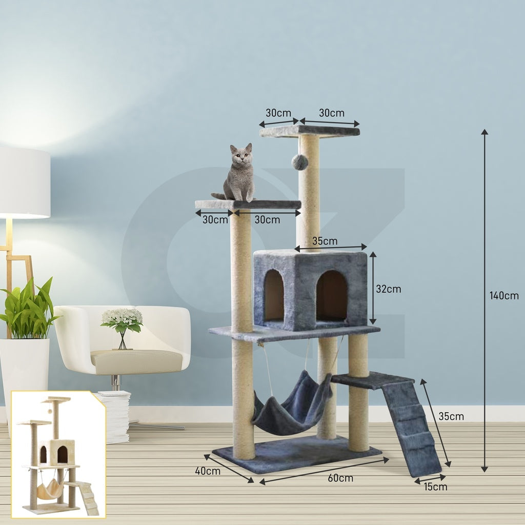 Floofi Cat Tree (138cm Dark Grey)