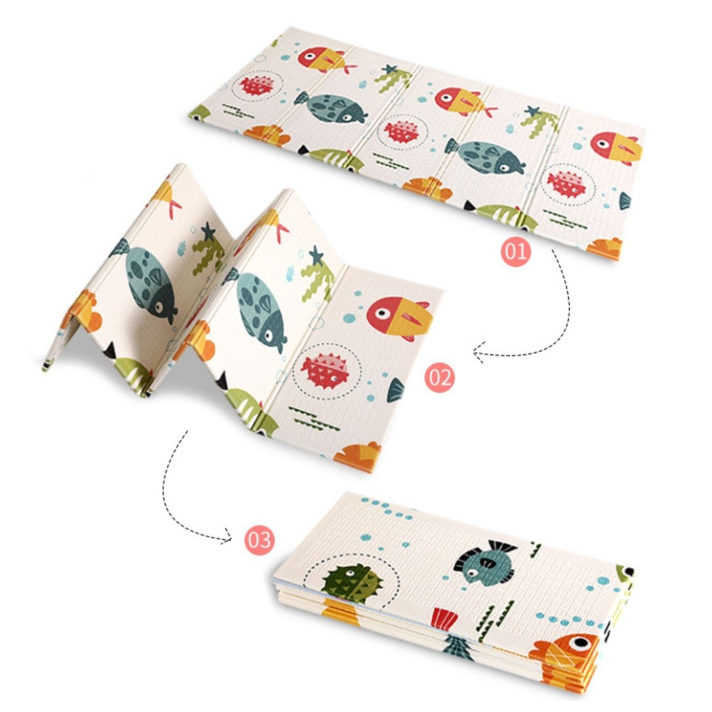 GOMINIMO Baby XPE Foam Reversible Playmat 200x180x1cm (Animal Tree & Train)