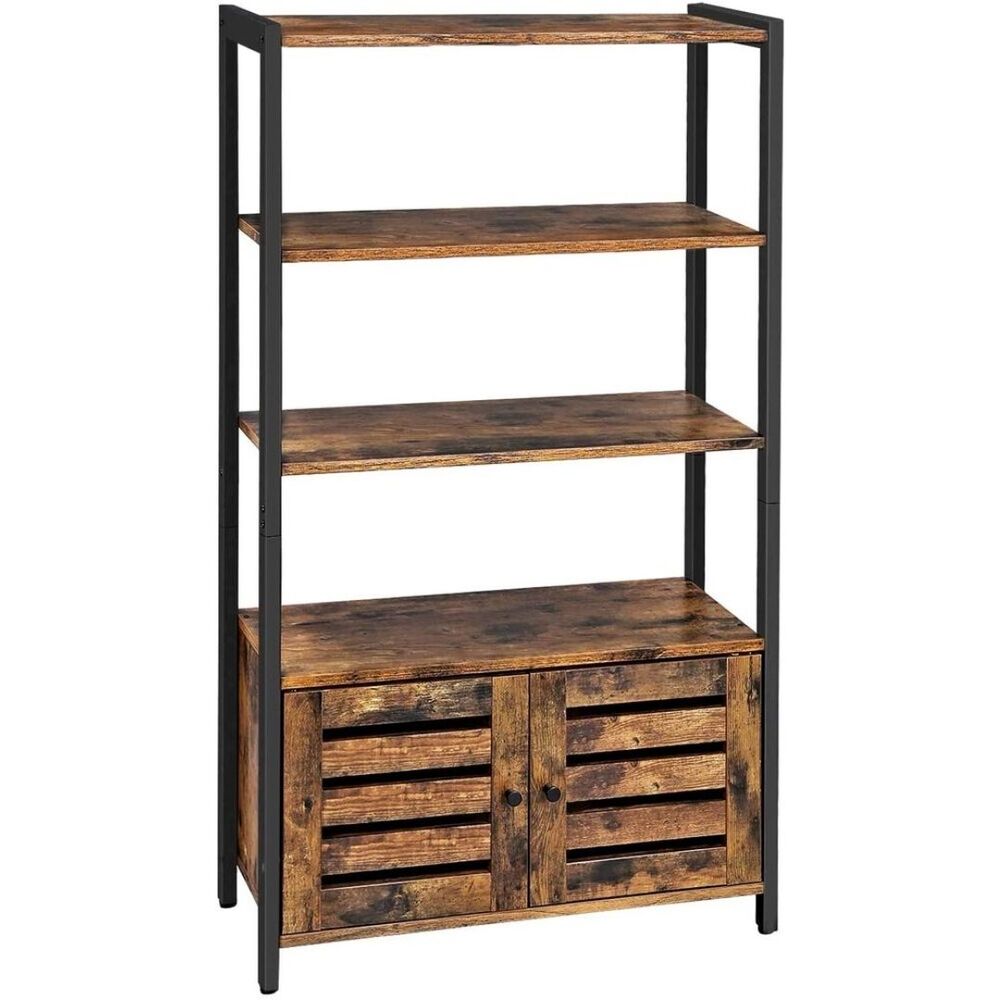 VASAGLE 4 Tier Bookshelf with Louvred Doors