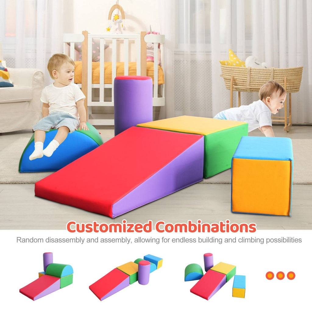 GOMINIMO 5 Piece Kids Climb Crawl Playset Soft Foam Blocks Indoor Activity Toys