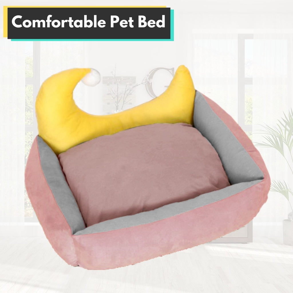 Floofi Pet Bed Moon Design (L Pink)