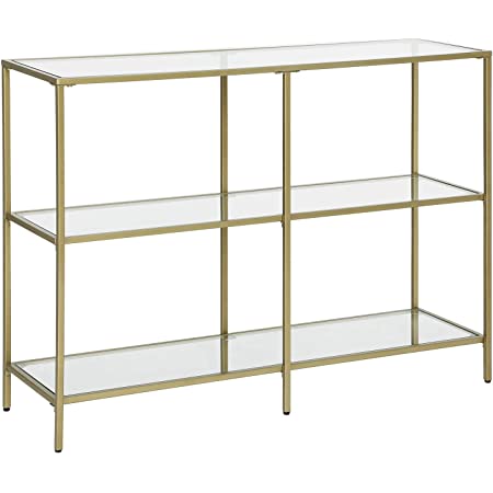 VASAGLE 3 Tier Console Table with Tempered Glass Top