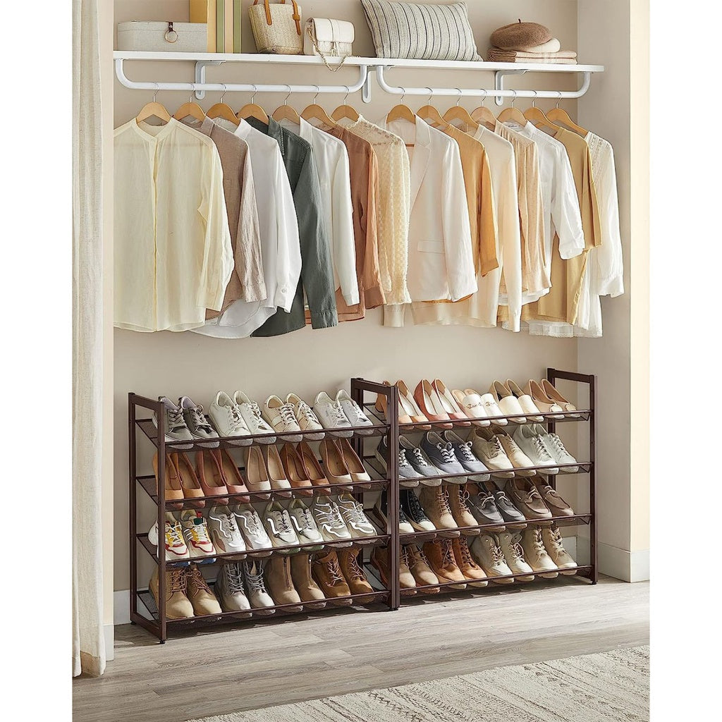 SONGMICS 8-Tier Shoe Rack Storage 32 pairs with Adjustable Shelves Bronze LMR08A