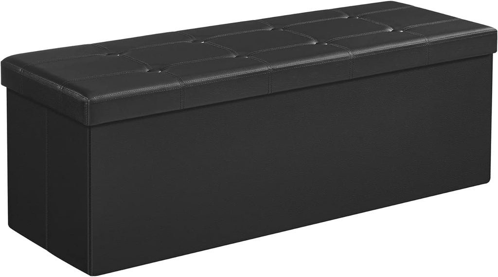 SONGMICS 109cm Folding Storage Ottoman Bench Black LSF701