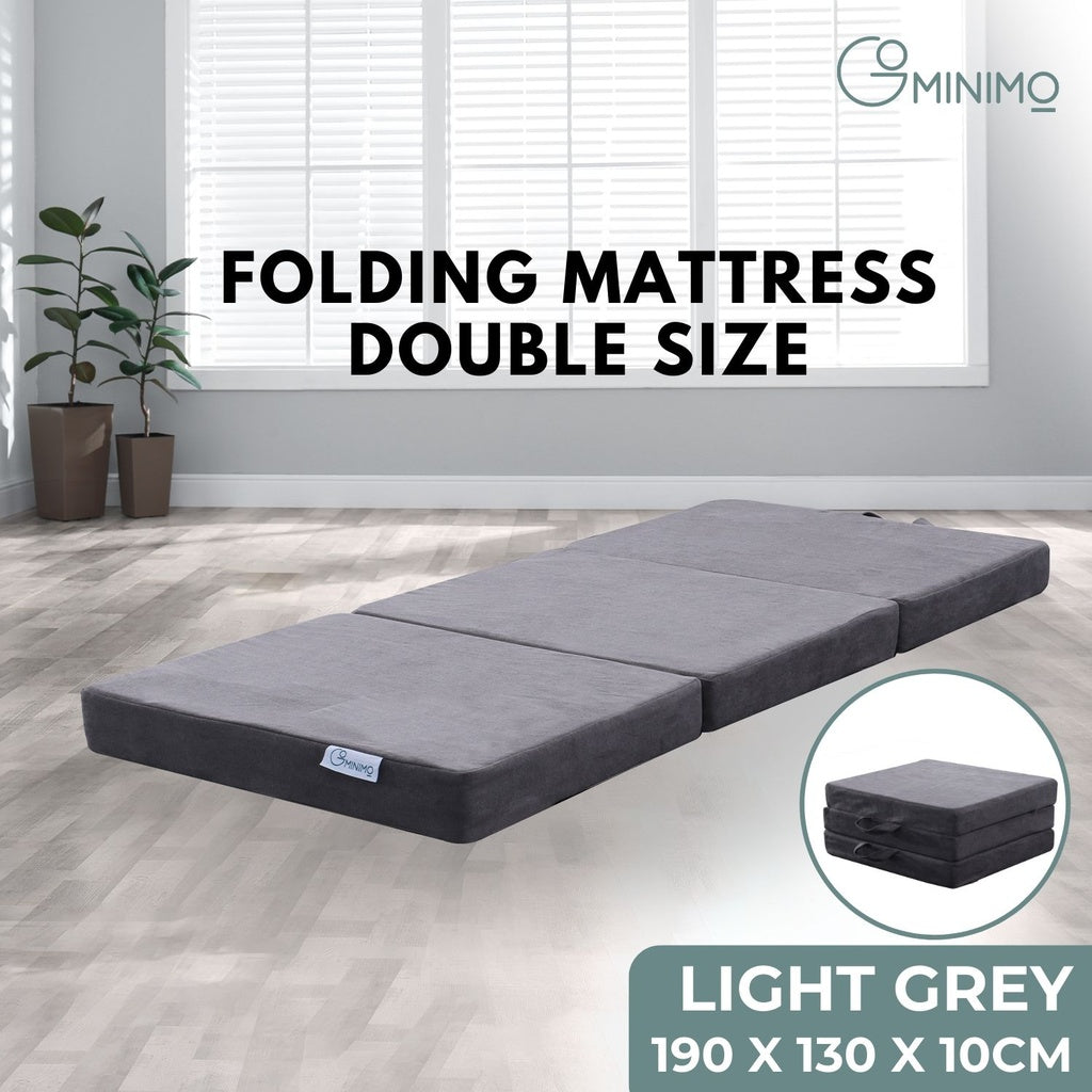 GOMINIMO 3 Fold Folding Mattress Double Light Grey