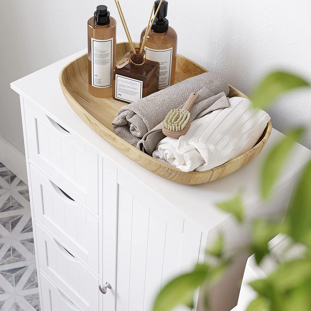 VASAGLE Floor Cabinet with 4 Drawers and Adjustable Shelf White