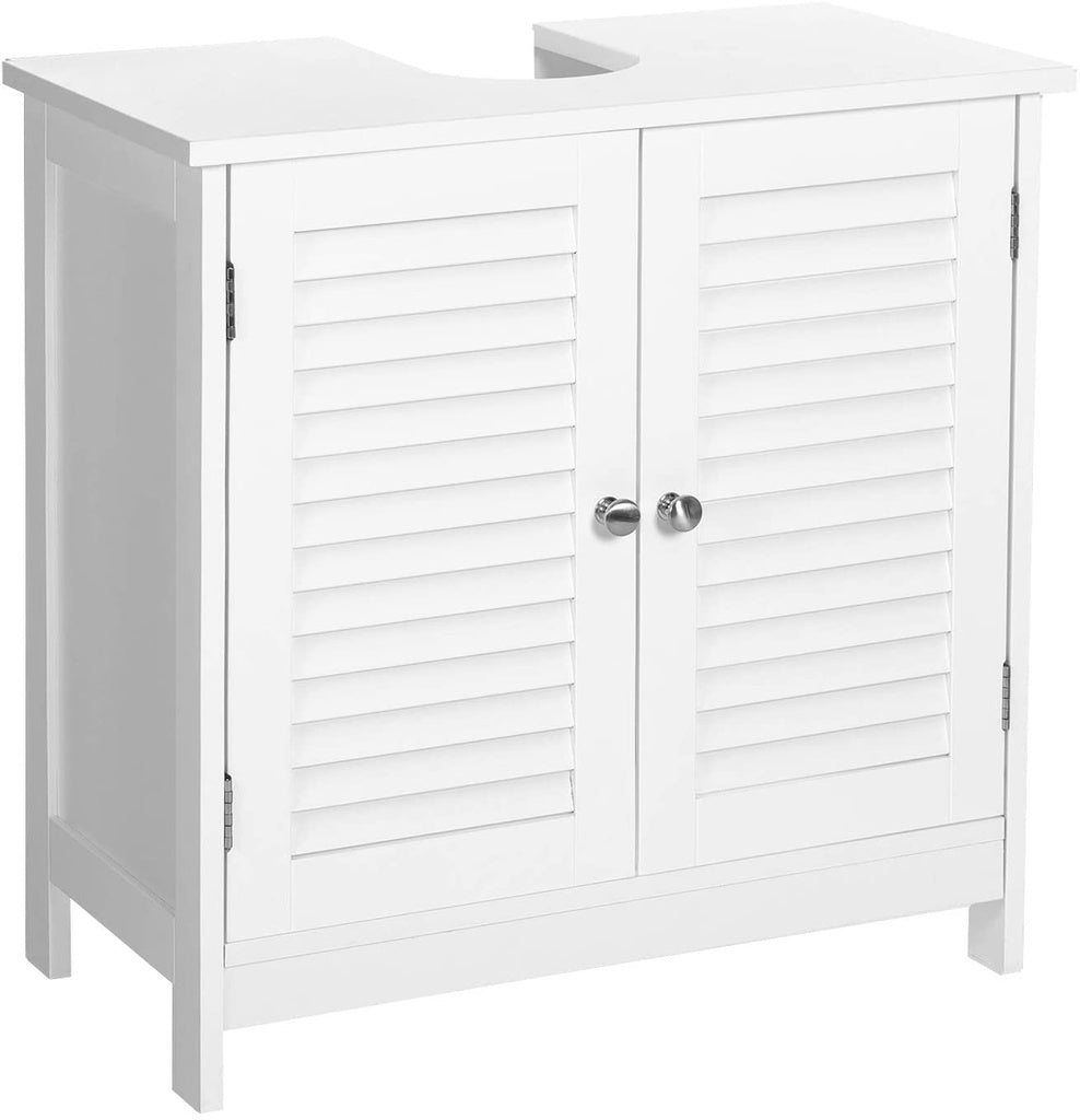 VASAGLE Under Sink Cabinet Cupboard with 2 Louvered Doors White