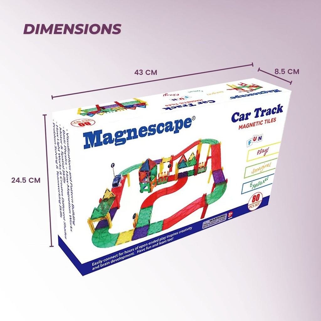 Magnescape Magnetic Tiles Race Car Track 80pcs