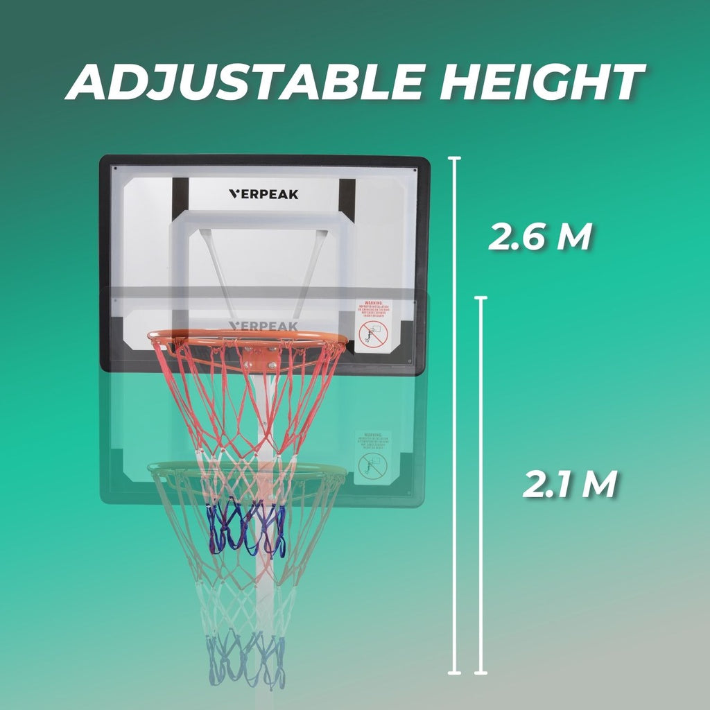 VERPEAK Basketball Hoop Stand 2.1M - 2.60M (White)