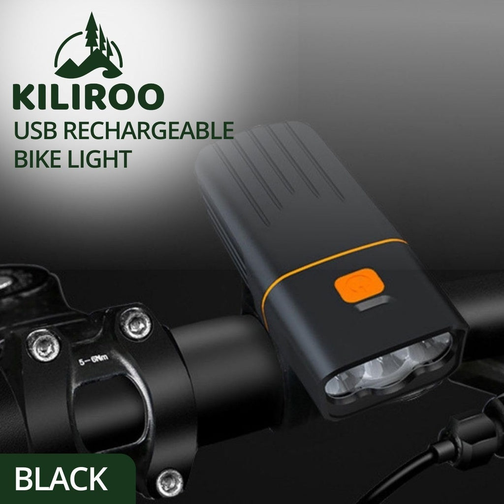 KILIROO USB Rechargeable Bike Light with Tail Light (3 Bulb)