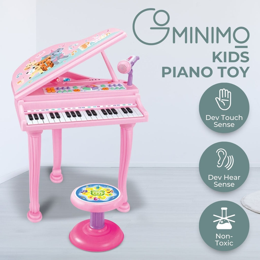 GOMINIMO Kids Electronic Piano Keyboard Toy with Microphone and Chair (Pink) GO-MAT-102-XC