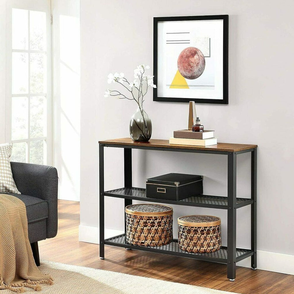 VASAGLE Console Table with 2 Mesh Shelves