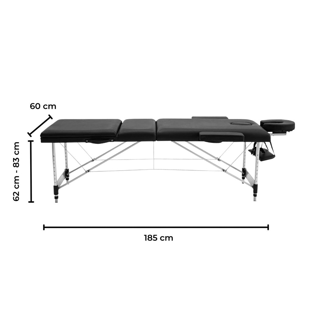 ONIREST 3 Fold Adjustable Portable Massage Bed （Black）