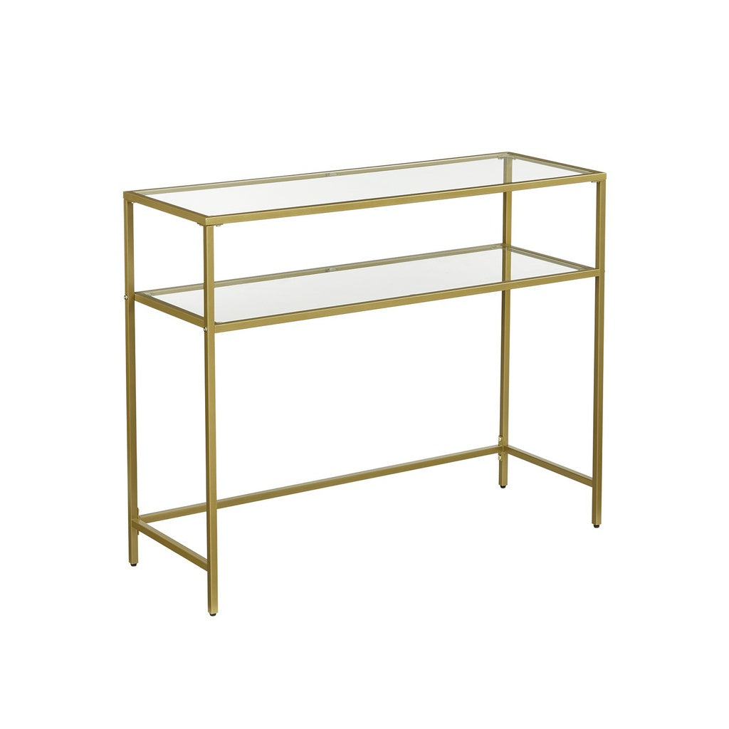 VASAGLE Tempered Glass Console Table with Storage Shelf