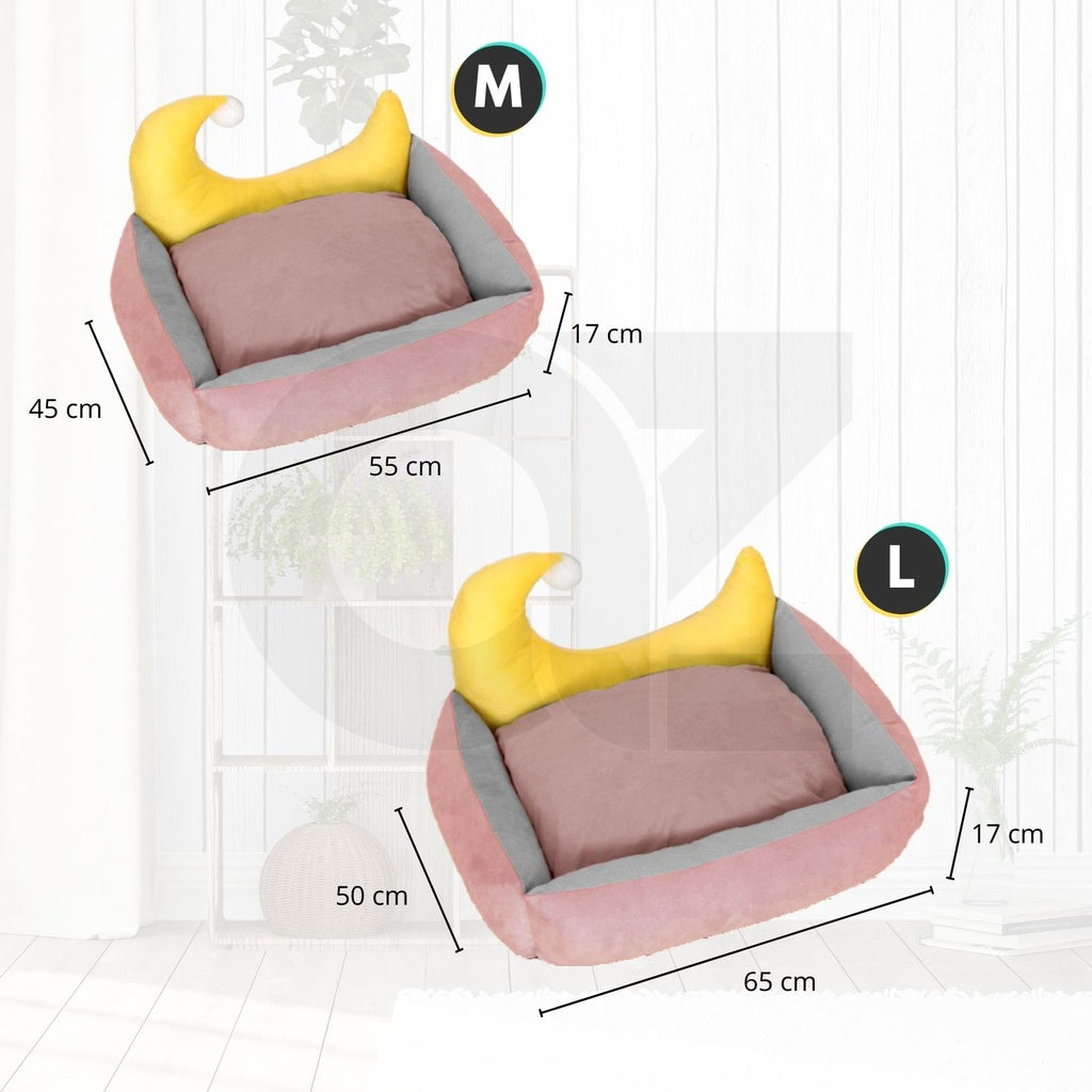 Floofi Pet Bed Moon Design (L Pink)