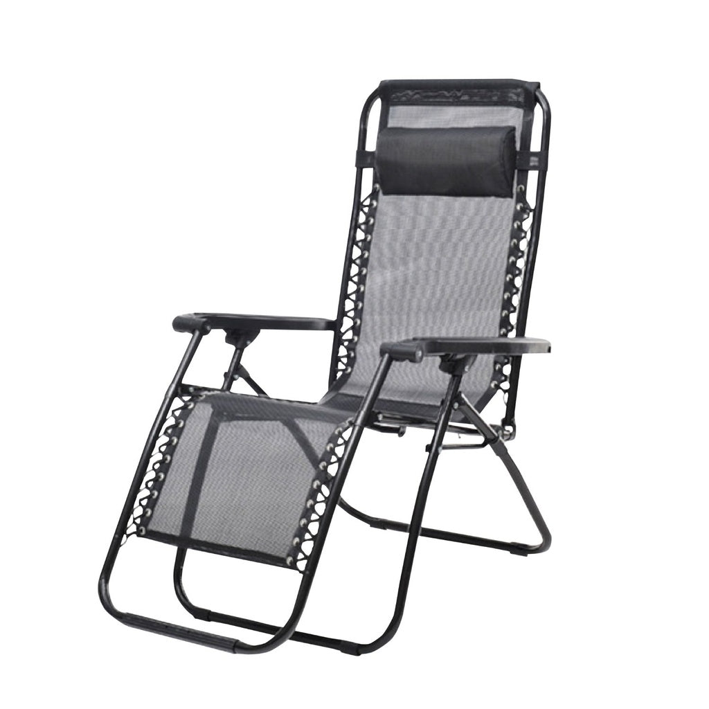 KILIROO Reclining Sun Beach Deck Lounge Chair Outdoor Folding Camp Rest Black