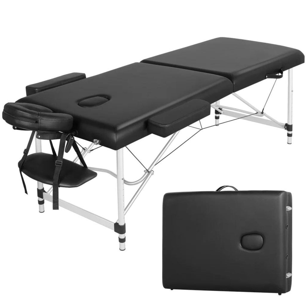 ONIREST 2 Fold Adjustable Portable Massage Bed （Black）