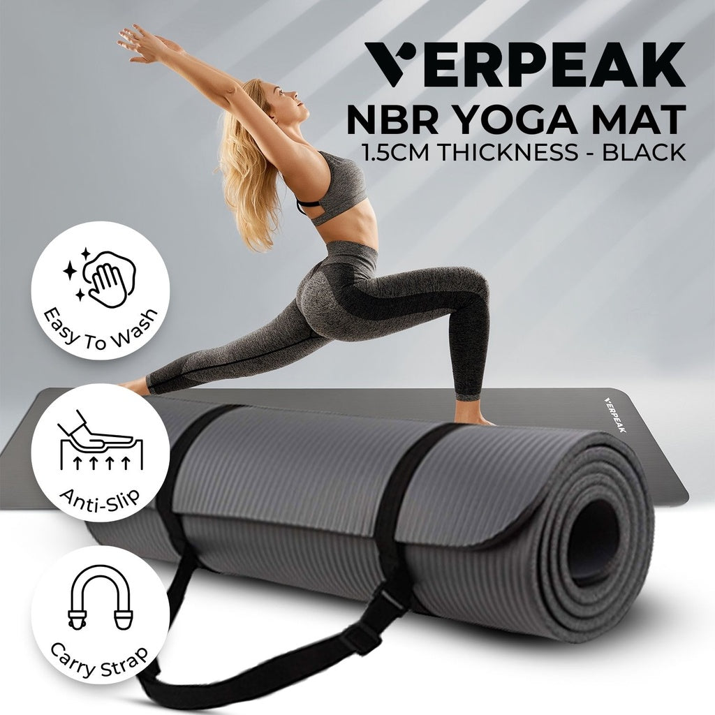 VERPEAK NBR Yoga Mat 1.5CM (Black)