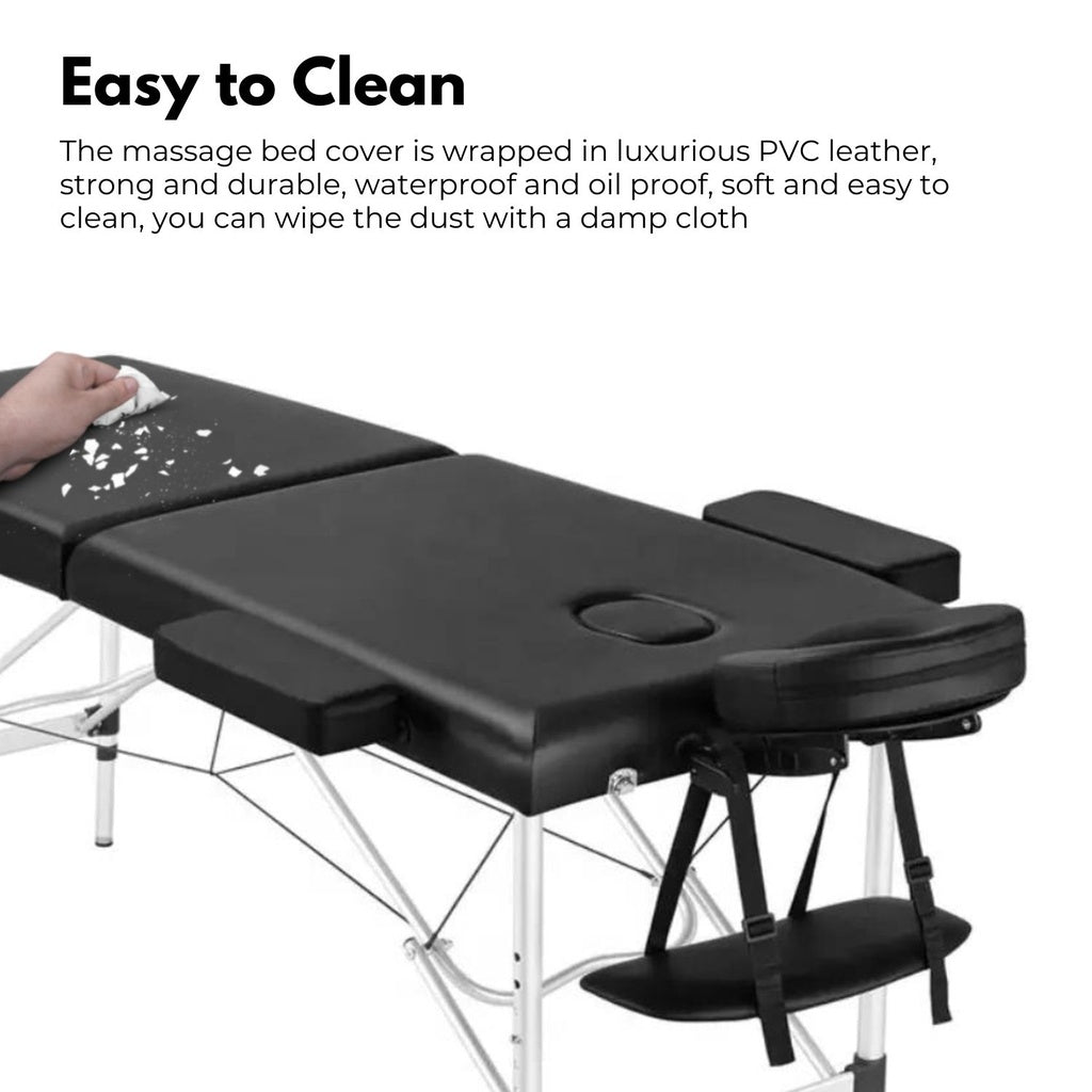 ONIREST 2 Fold Adjustable Portable Massage Bed （Black）