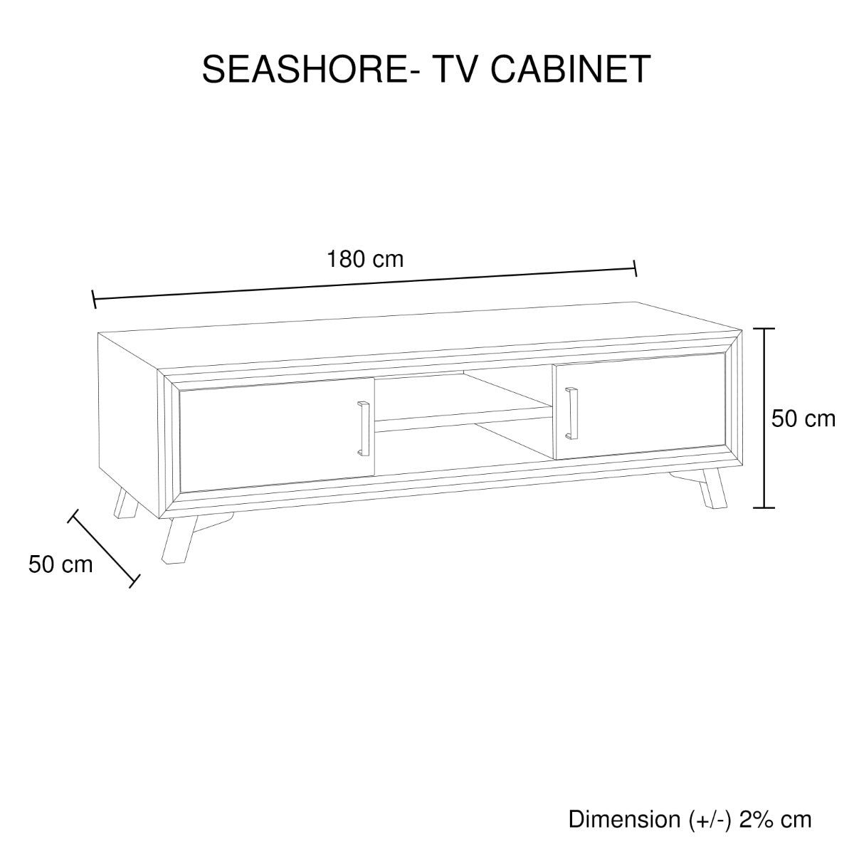 TV Cabinet with 2 Storage Drawers Cabinet Solid Acacia Wooden Entertainment Unit in Sliver Bruch Colour