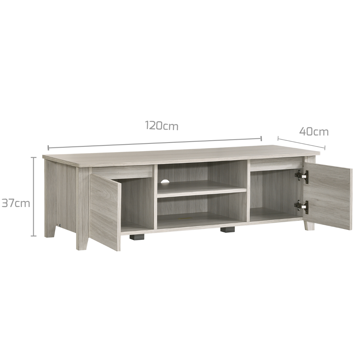 TV Stand Entertainment Unit 120cm In White Oak freeshipping - Awezingly