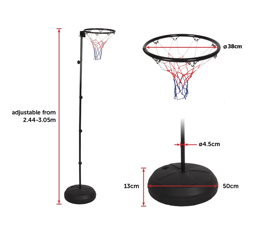 Netball Ring with Stand Portable Pole Height Adjustable